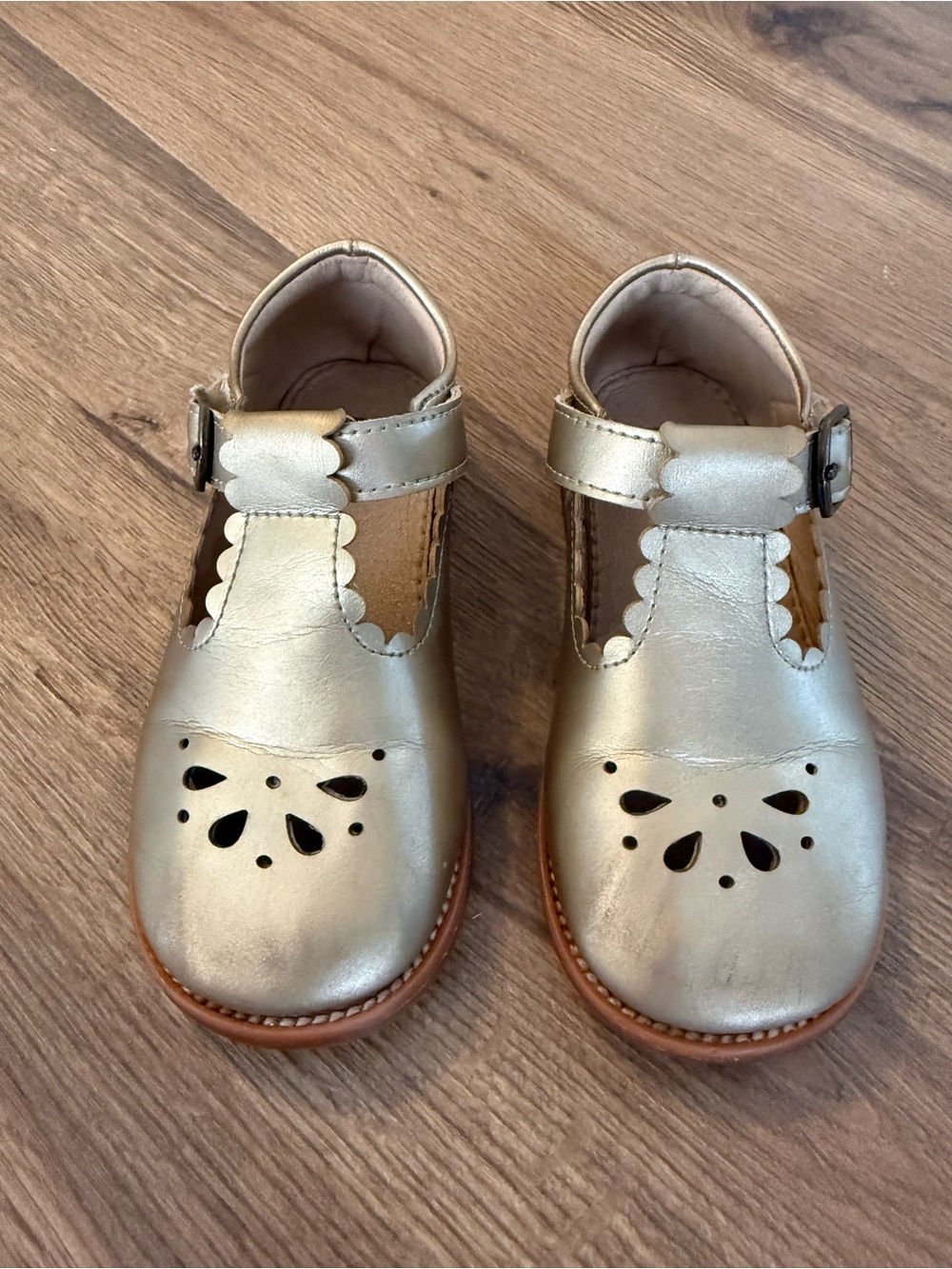 Classic Gold T-Strap Mary Jane Shoes
